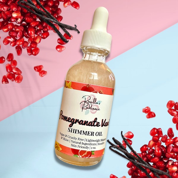 Pomegranate Vanilla Shimmer Oil | Skincare | Body Oil | Skin Oil | Sensitive Skin Friendly | Body Butters | Lotions | Sugar Scrub