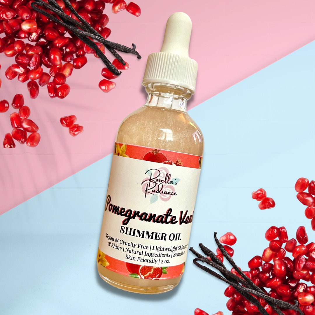 Pomegranate Vanilla Shimmer Oil Skincare Body Oil Skin Oil Sensitive Skin Friendly Body Butters Lotions Sugar Scrub