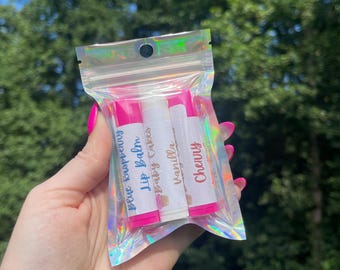 Handmade Lip Balm Set: Natural Cherry, Vanilla, Blue Raspberry