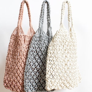 Sustainable shopping bag, macrame bag, boho, knotted mesh bag, shopping net, tote bag, shopper, macrame image 2