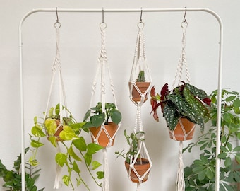 Makramee Blumenampel handgeknüpft, Blumenampel, Pflanzenampel aus Baumwolle, Plant Hanger Macramee, Boho, Naturfaser