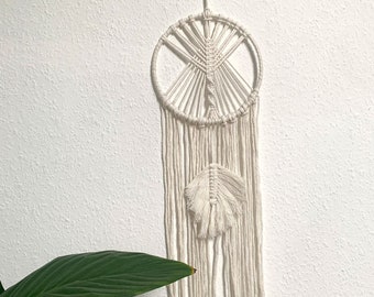 Macrame muur opknoping, hart, kleine boho muur opknoping, katoenen dromenvanger, mobiel