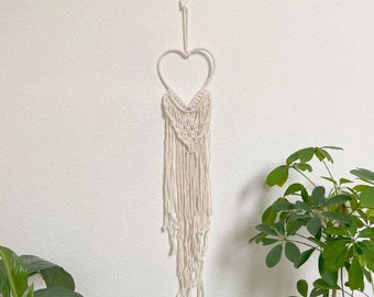 Macrame muurhanger, hart, kleine muurhanger boho, katoenen hart, dromenvanger, mobiel