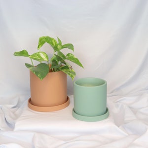 Minimalist Indoor Ceramic Plant Pot Scandinavian Design Flower Pot Urban Jungle Solid Color image 3