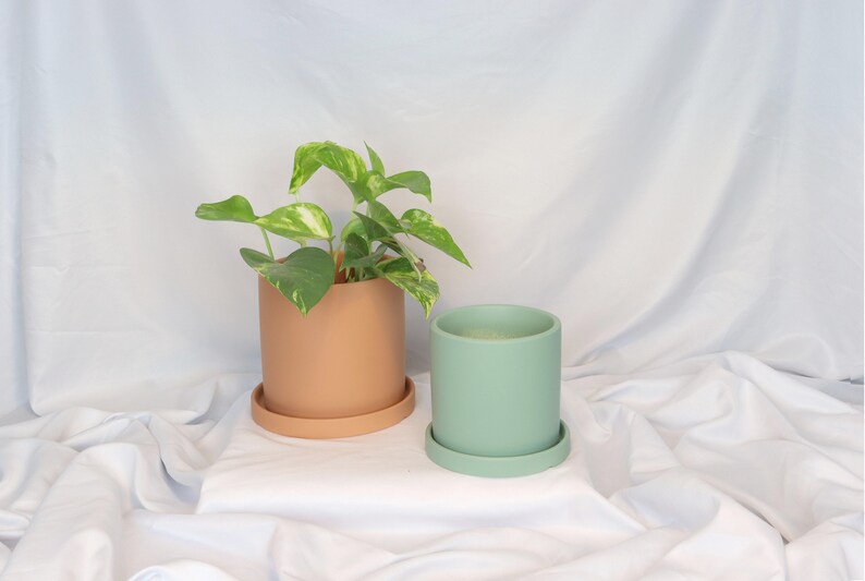 Minimalist Indoor Ceramic Plant Pot Scandinavian Design Flower Pot Urban Jungle Solid Color image 3