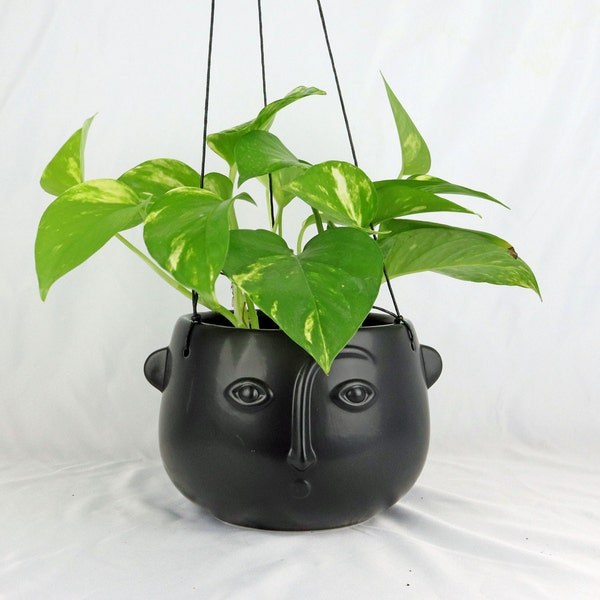 Face Planter hängend, Pflanzübertopf mit Gesicht, hängender Übertopf für Zimmerpflanzen aus Keramik