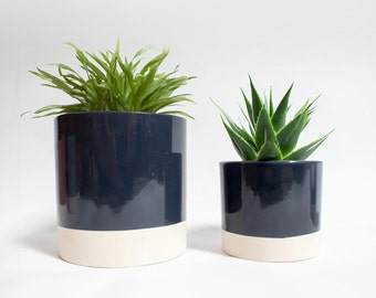 Pot de plantes en céramique d'intérieur, design scandinave, pot de fleurs minimaliste, jungle urbaine, bicolore