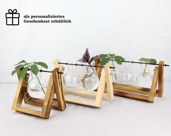 Cultivation station, hydroponic vase for offshoots, cuttings vase, plant propagation for your urban jungle, wooden plant stand, propagation