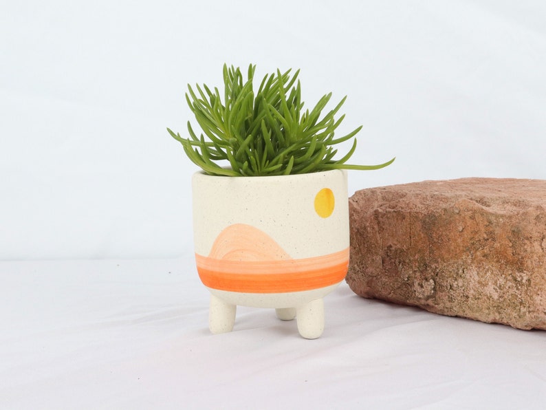 Boho Planter, Pflanzentopf aus Steingut für drinnen, Übertopf Minimalismus Design, Blumentopf, Urban Jungle, Handbemalt bunt Bild 4