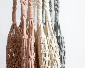 Duurzame boodschappentas, macramé tas, boho, geknoopte nettas, boodschappennet, draagtas, shopper, macrame