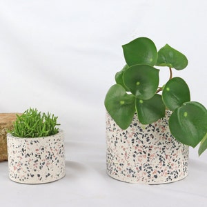 Terrazzo planter white colorful | Plant pot for succulents and small to medium plants