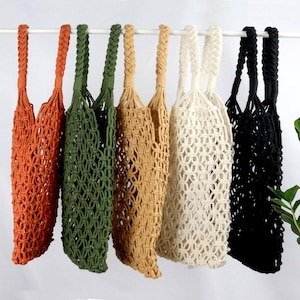 Nachhaltige Strandtasche Makramee, Boho Netztasche, Einkaufstasche, Sommertasche, Handgeknüpfte Makramee Bag, JGA Geschenk, Shopper