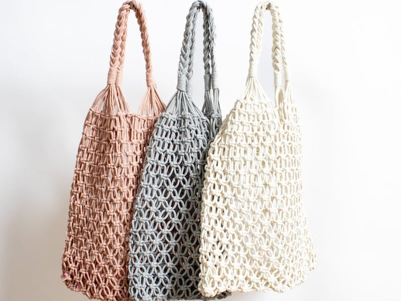 Sustainable shopping bag, macrame bag, boho, knotted mesh bag, shopping net, tote bag, shopper, macrame image 2