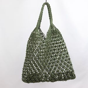 Sustainable shopping bag, macrame bag, boho, knotted net bag, shopping net, tote bag, shopper, macrame 4. dunkelgrün