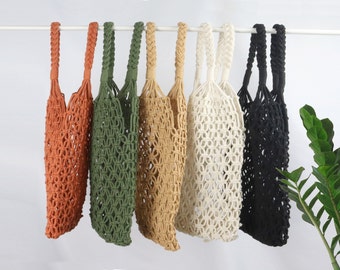 Duurzame boodschappentas, macramé tas, boho, geknoopte nettas, boodschappennet, draagtas, shopper, macrame