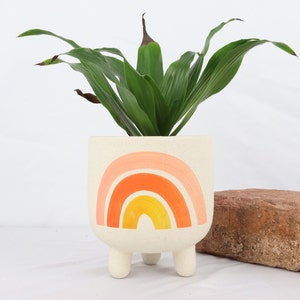 Boho Planter, Pflanzentopf aus Steingut für drinnen, Übertopf Minimalismus Design, Blumentopf, Urban Jungle, Handbemalt bunt Bild 2