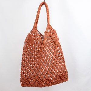 Sustainable shopping bag, macrame bag, boho, knotted net bag, shopping net, tote bag, shopper, macrame 6. ziegelrot
