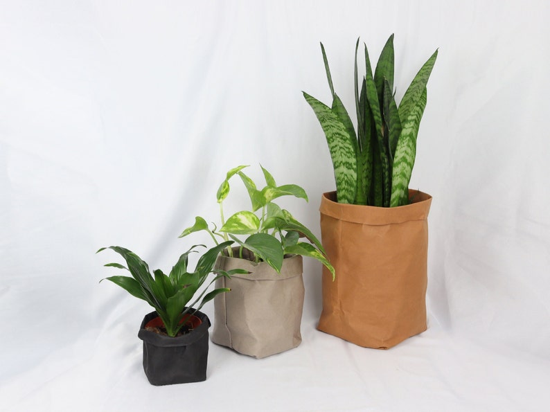 Plant pot made of kraft paper, vegan leather, flower pot made of washable paper, plastic-free planter, sustainable storage basket image 2