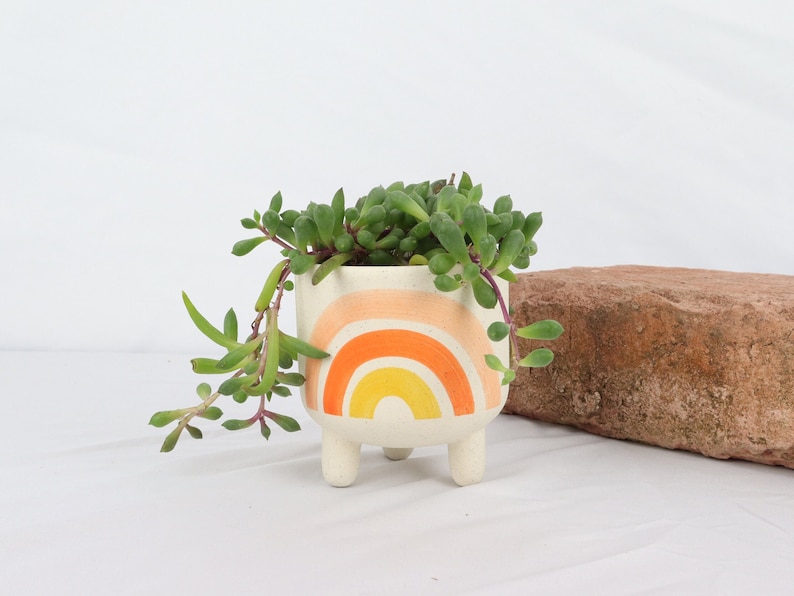 Boho Planter, Pflanzentopf aus Steingut für drinnen, Übertopf Minimalismus Design, Blumentopf, Urban Jungle, Handbemalt bunt Bild 7