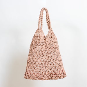 Sustainable shopping bag, macrame bag, boho, knotted mesh bag, shopping net, tote bag, shopper, macrame 1. zartrosa