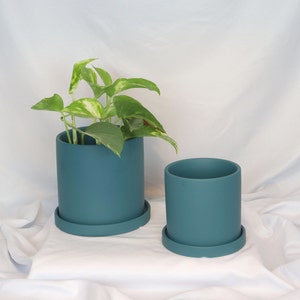 Minimalist Indoor Ceramic Plant Pot Scandinavian Design Flower Pot Urban Jungle Solid Color darkblue