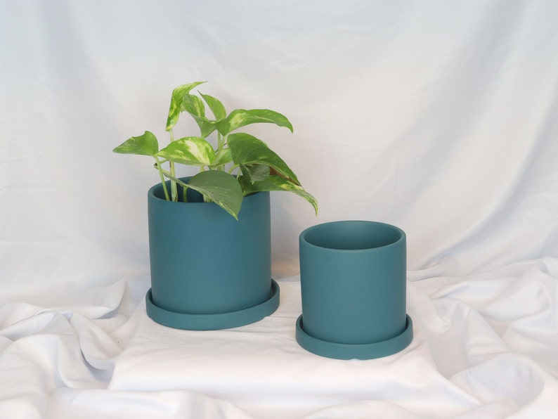 Minimalist Indoor Ceramic Plant Pot Scandinavian Design Flower Pot Urban Jungle Solid Color darkblue