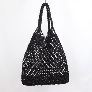 Sustainable shopping bag, macrame bag, boho, knotted net bag, shopping net, tote bag, shopper, macrame 3. schwarz