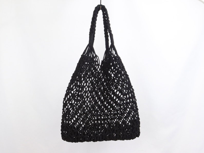 Sustainable shopping bag, macrame bag, boho, knotted net bag, shopping net, tote bag, shopper, macrame 3. schwarz