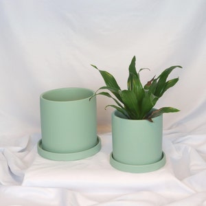 Minimalist Indoor Ceramic Plant Pot Scandinavian Design Flower Pot Urban Jungle Solid Color mint