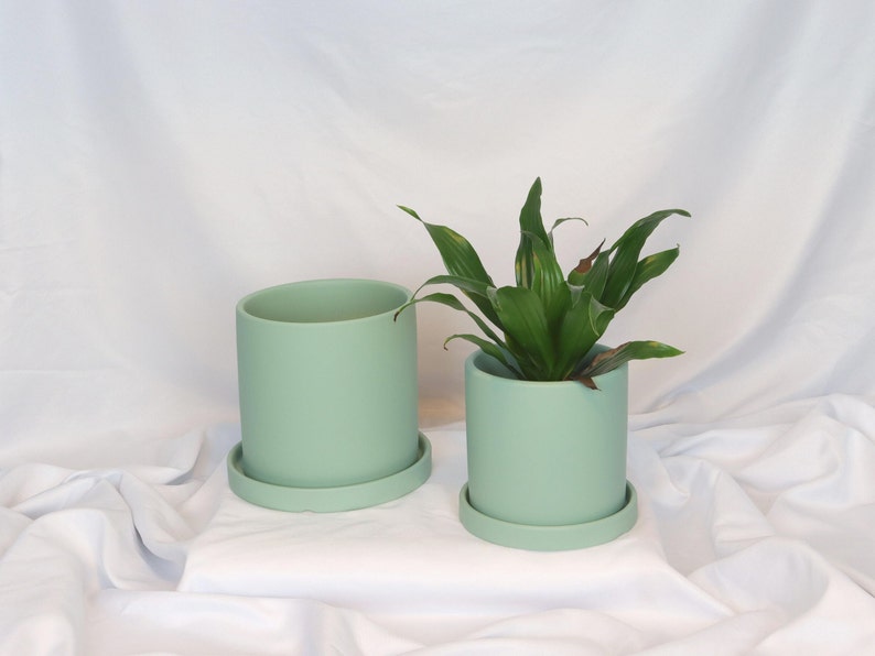 Minimalist Indoor Ceramic Plant Pot Scandinavian Design Flower Pot Urban Jungle Solid Color mint