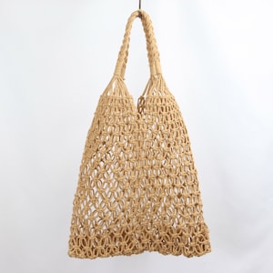 Sustainable shopping bag, macrame bag, boho, knotted net bag, shopping net, tote bag, shopper, macrame 7. beige