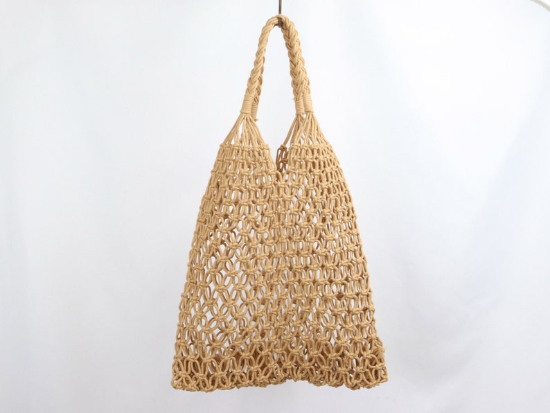 Sustainable shopping bag, macrame bag, boho, knotted net bag, shopping net, tote bag, shopper, macrame 7. beige