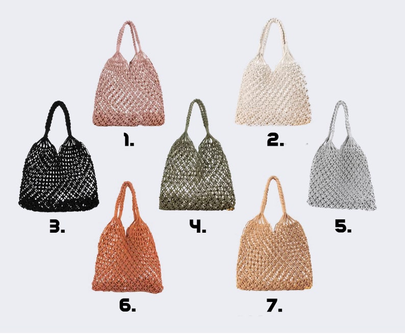 Sustainable shopping bag, macrame bag, boho, knotted mesh bag, shopping net, tote bag, shopper, macrame image 9