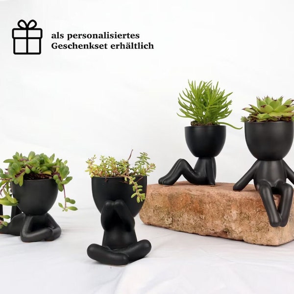 Human Planter, Plant Pot, Pflanztopf, Sukkulententopf, Kleiner Mensch Übertopf