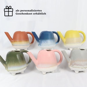 Steingut Gießkanne, Handbemalt Teekanne Ombre Style, Skandi Boho Kanne für deinen Urban Jungle, Retro Watering Can, Geschenkset
