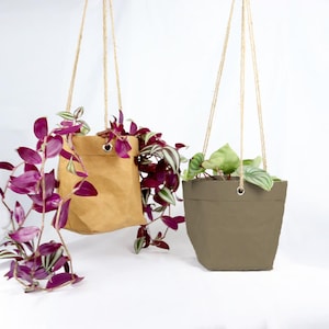 hanging plant pot made of kraft paper, hanging flower pot made of washable paper, plastic-free planter, paper plant basket