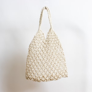 Sustainable shopping bag, macrame bag, boho, knotted mesh bag, shopping net, tote bag, shopper, macrame 2. weiß