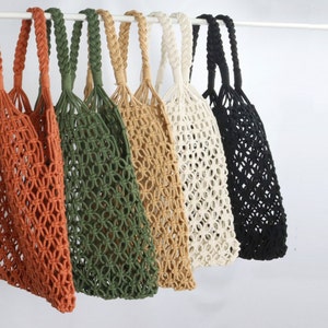 Sustainable shopping bag, macrame bag, boho, knotted net bag, shopping net, tote bag, shopper, macrame image 2