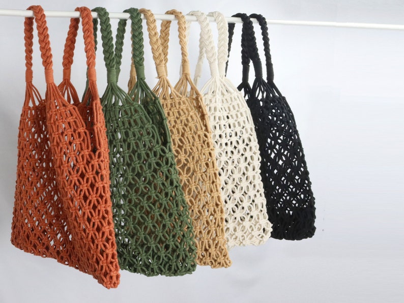 Sustainable shopping bag, macrame bag, boho, knotted net bag, shopping net, tote bag, shopper, macrame image 2