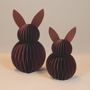 Osterhase aus Papier, nachhaltige Osterdeko, Tischdeko für Ostern, Osterhasen, minimalistische Osterdekoration Rotbraun