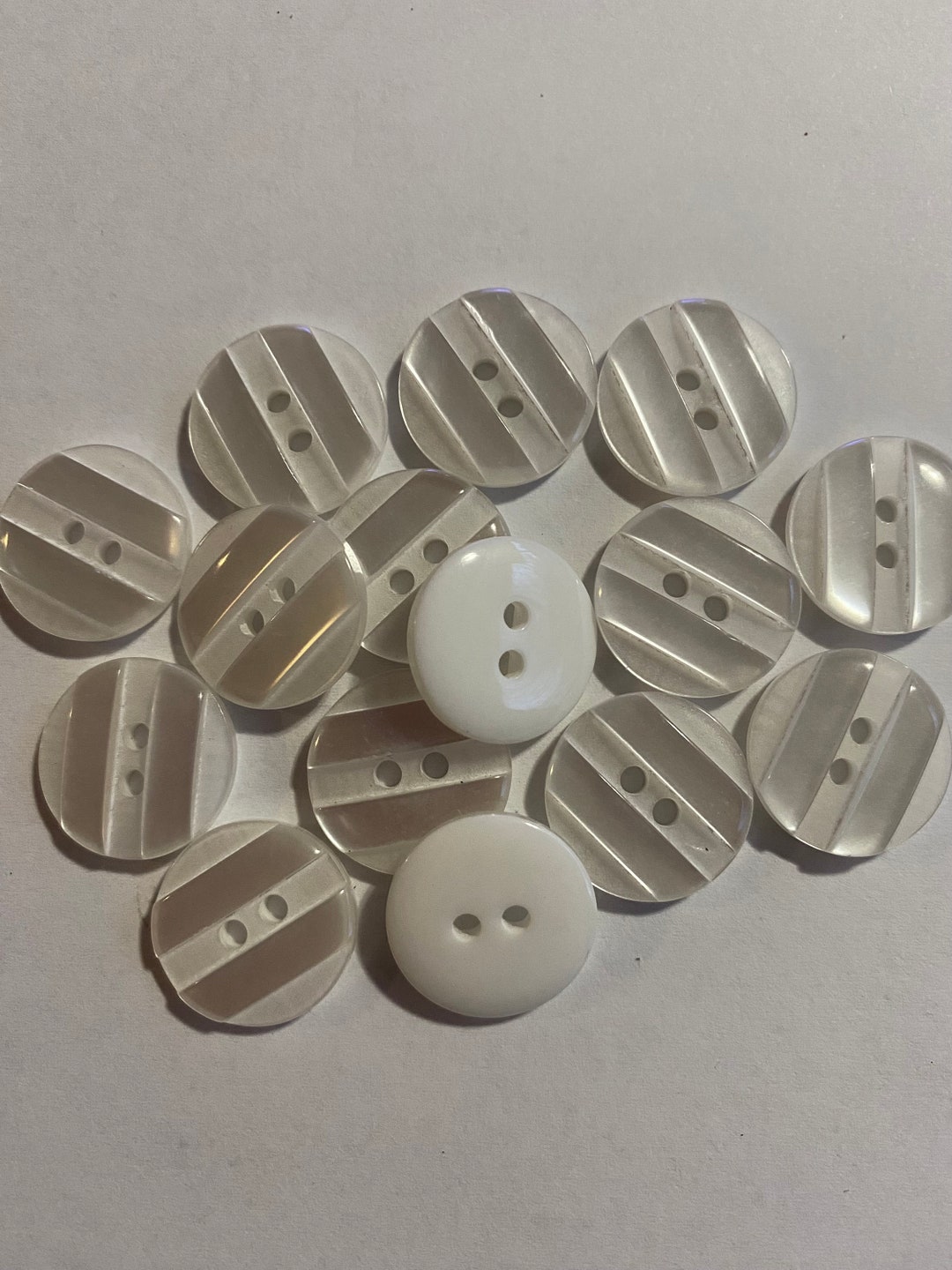 15mm White Stripe Buttons - Etsy