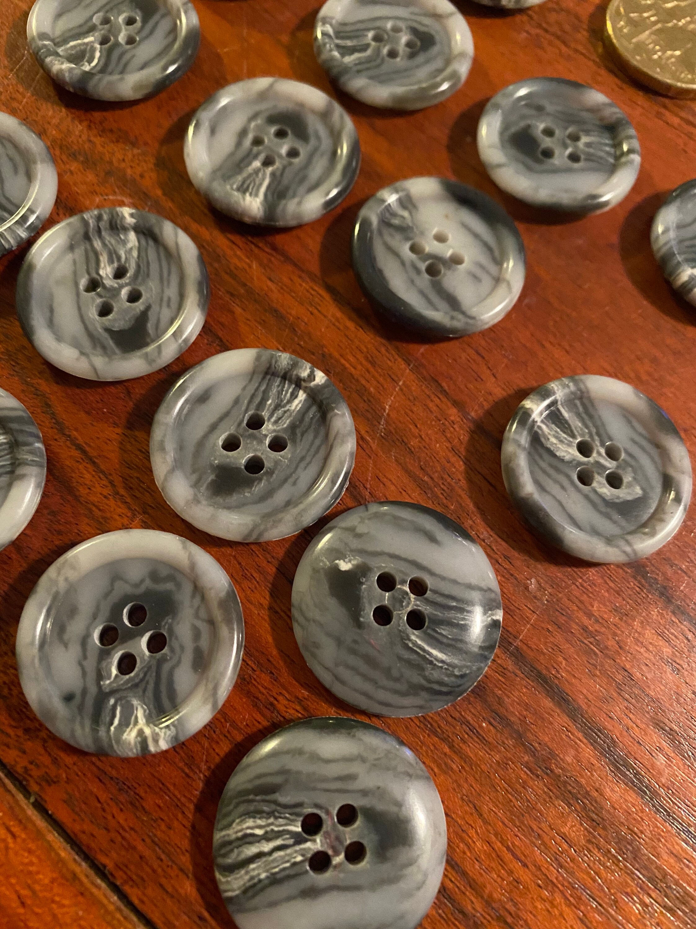 Vintage Grey Marble look buttons bundle of 18 Etsy