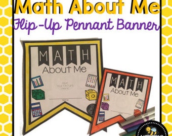 Back to School Math About Me Flip-Up Banner Bulletin Board