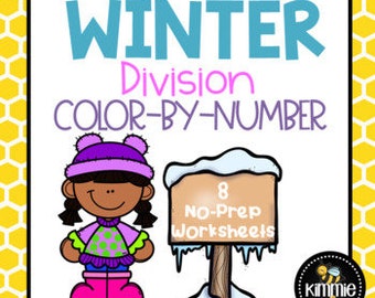 Winter Division Color-By-Number Worksheets