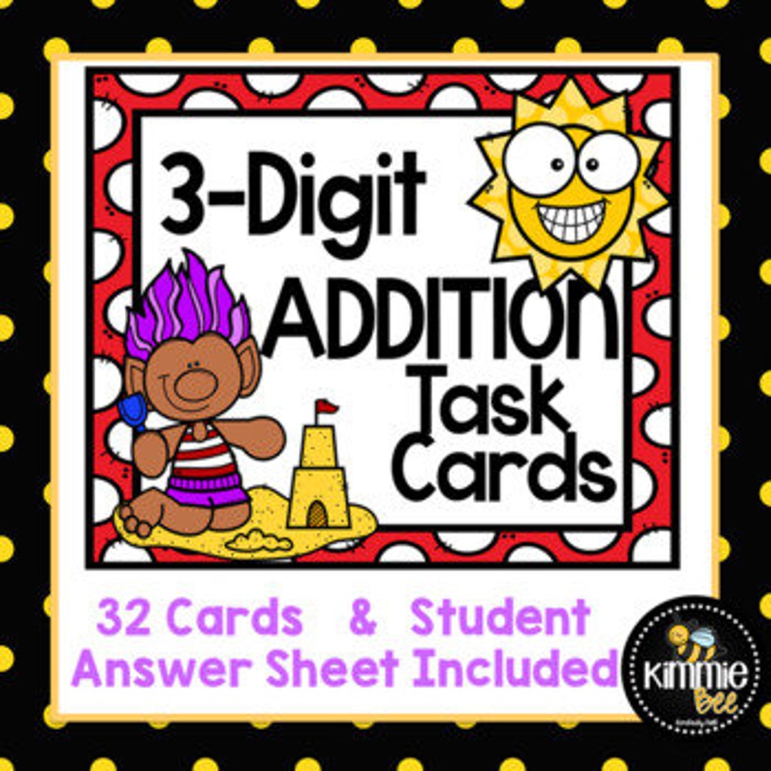 3 Digit Addition With Regrouping Task Cards - Etsy