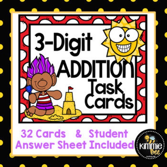 3 Digit Addition With Regrouping Task Cards - Etsy