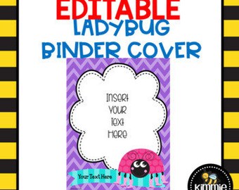 Editable Ladybug Binder Cover