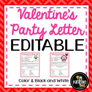 Editable Valentine&#39;s Day Party Letter and Homework Pass