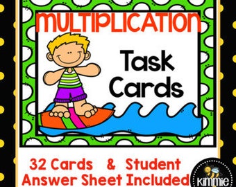 Multiplication Task Cards Summer Theme