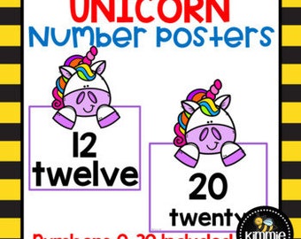 Unicorn 1-30 Number Posters